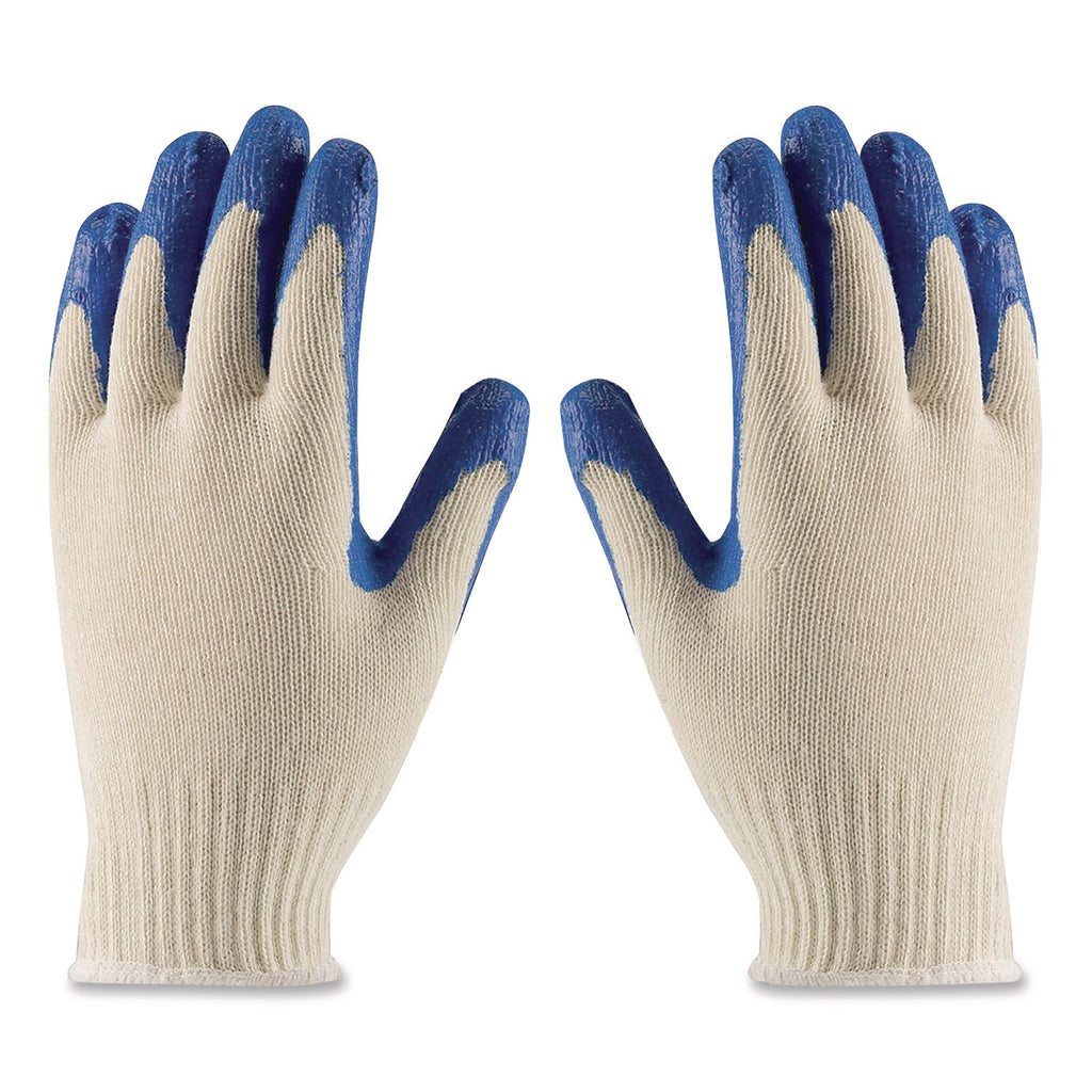 Seamless Knit Cotton/Polyester Gloves, Regular Grade, Medium, Natural/Blue, 12 Pairs