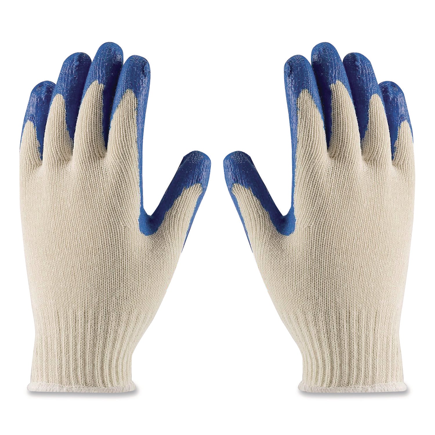 Seamless Knit Cotton/Polyester Gloves, Regular Grade, Medium, Natural/Blue, 12 Pairs