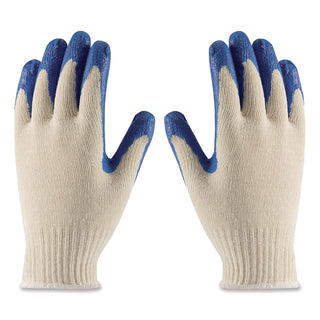 Seamless Knit Cotton/Polyester Gloves, Regular Grade, Medium, Natural/Blue, 12 Pairs