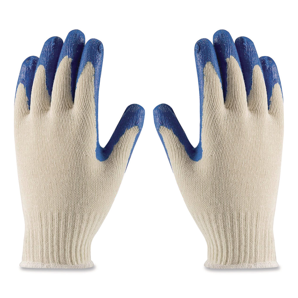 Seamless Knit Cotton/Polyester Gloves, Regular Grade, Small, Natural/Blue, 12 Pairs