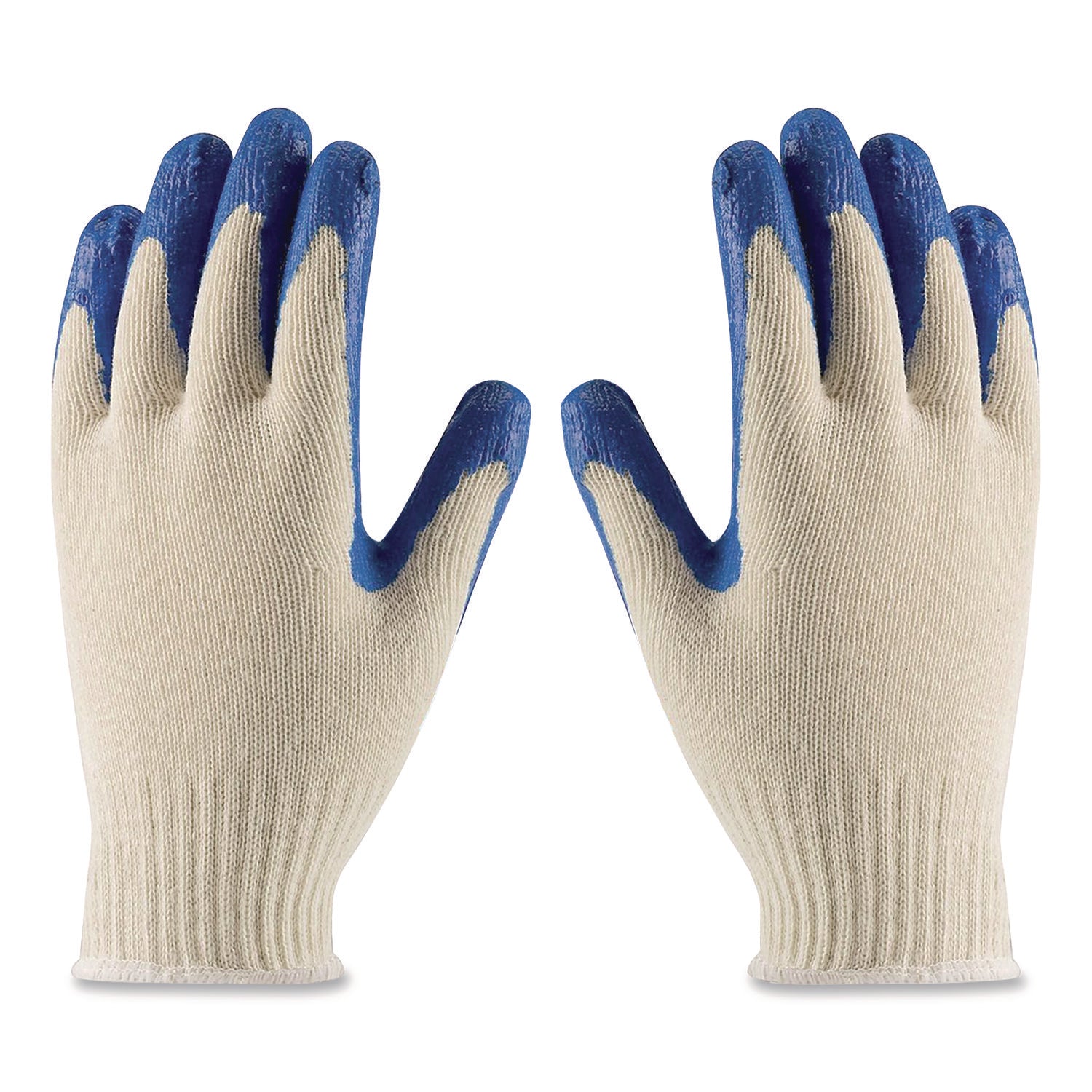 Seamless Knit Cotton/Polyester Gloves, Regular Grade, Small, Natural/Blue, 12 Pairs