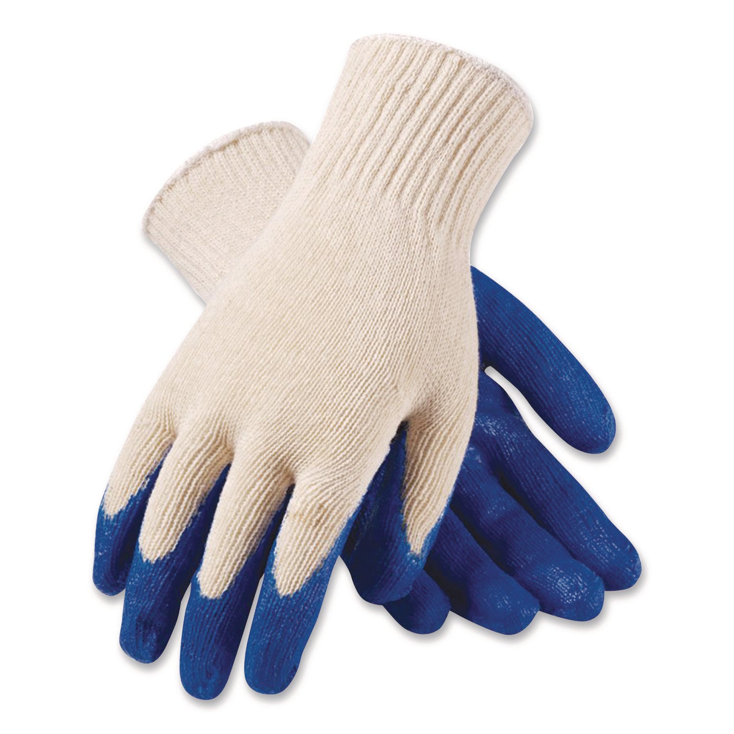 Seamless Knit Cotton/Polyester Gloves, Regular Grade, X-Large, Natural/Blue, 12 Pairs