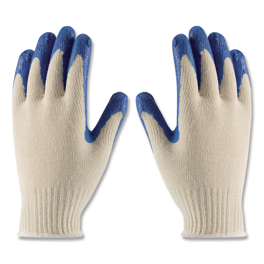 Seamless Knit Cotton/Polyester Gloves, Regular Grade, X-Large, Natural/Blue, 12 Pairs