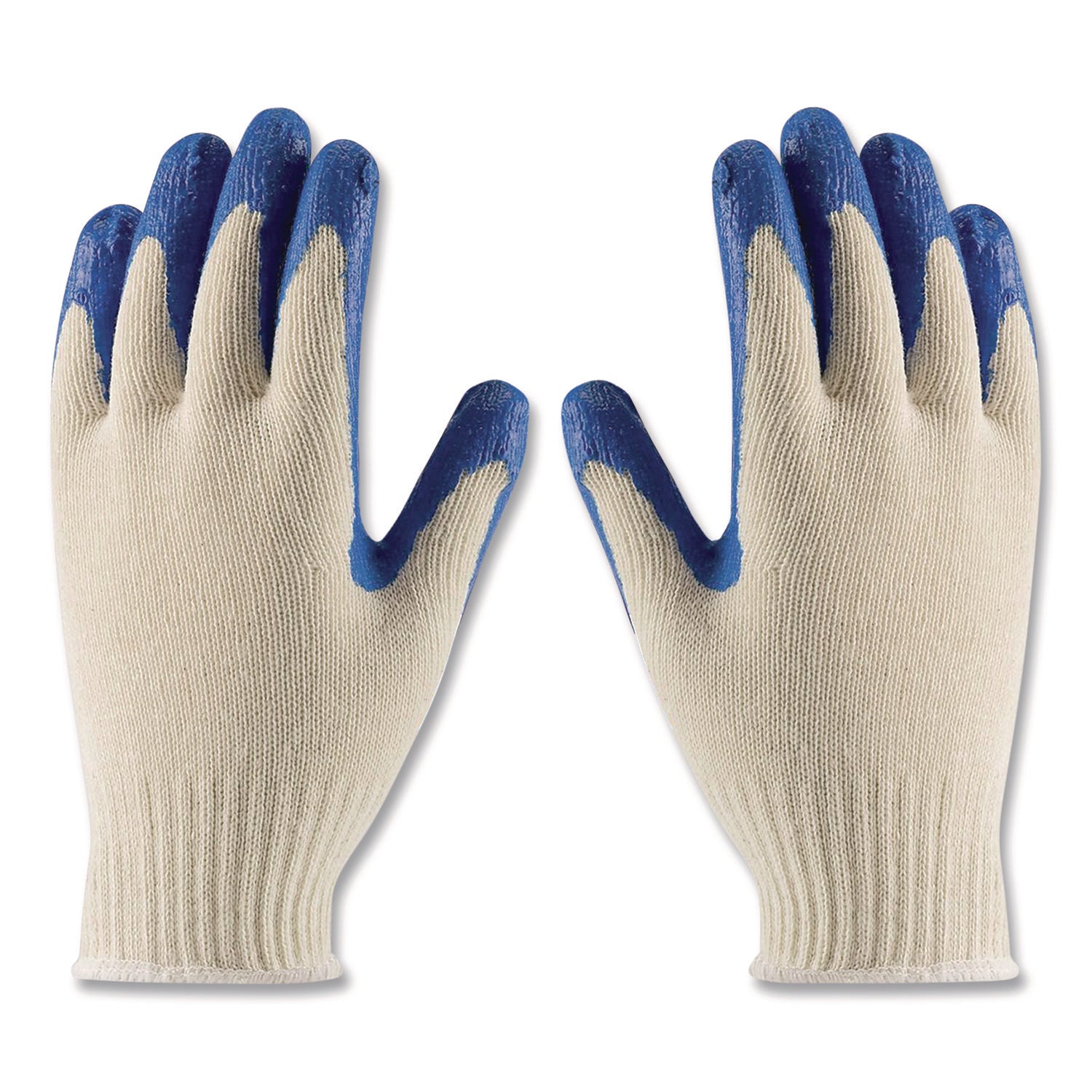Seamless Knit Cotton/Polyester Gloves, Regular Grade, X-Large, Natural/Blue, 12 Pairs