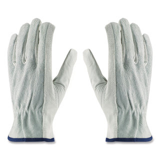 Top-Grain Leather Drivers Gloves with Shoulder-Split Cowhide Leather Back, Large, Gray