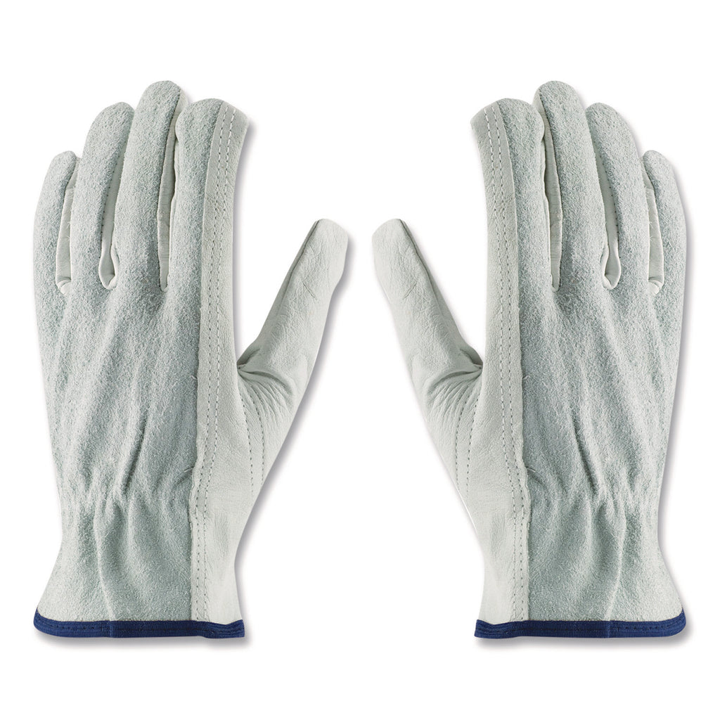 Top-Grain Leather Drivers Gloves with Shoulder-Split Cowhide Leather Back, Medium, Gray