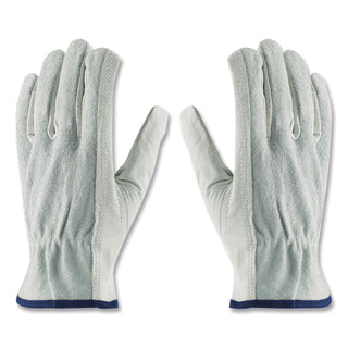 Top-Grain Leather Drivers Gloves with Shoulder-Split Cowhide Leather Back, Medium, Gray