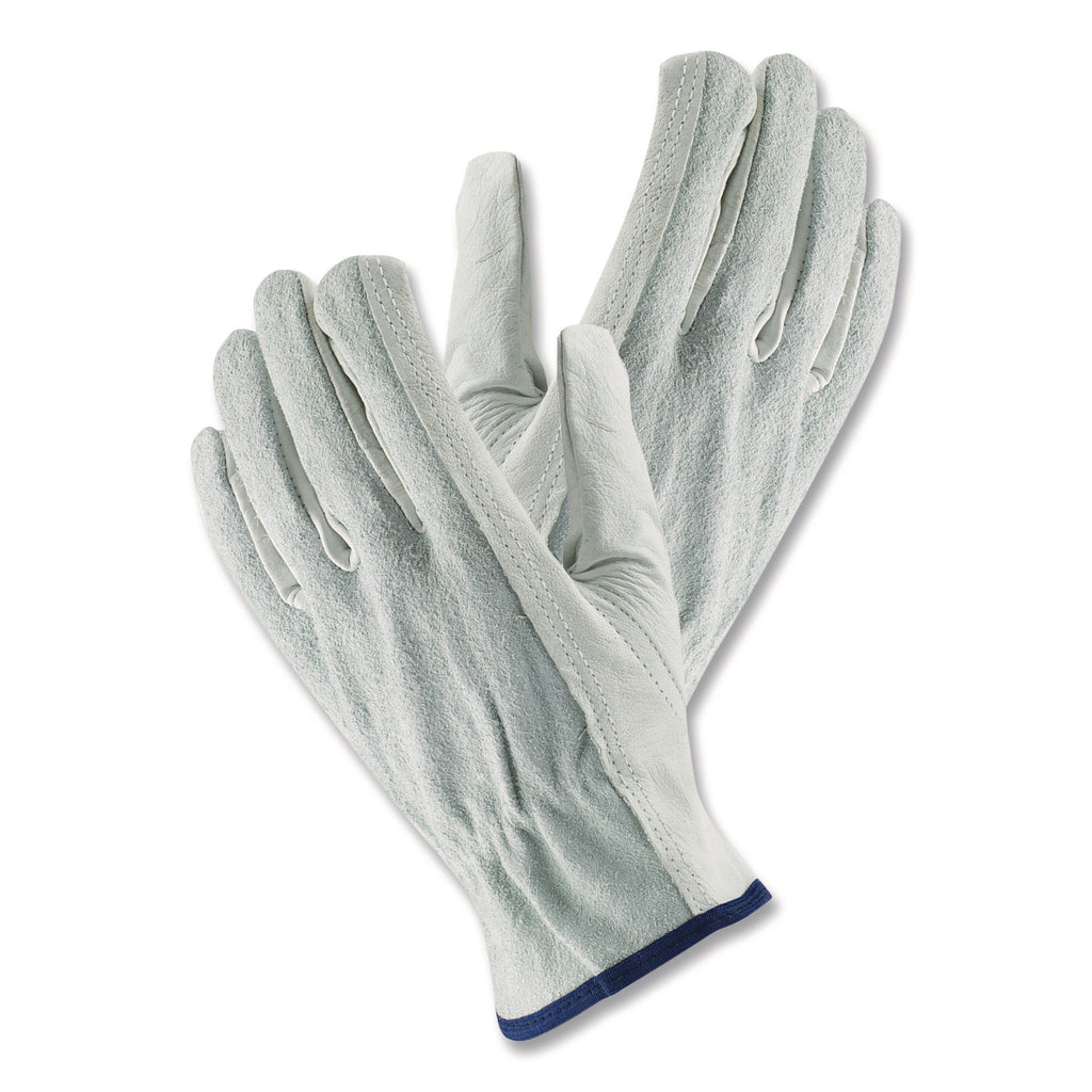Top-Grain Leather Drivers Gloves with Shoulder-Split Cowhide Leather Back, Small, Gray
