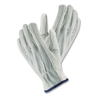 Top-Grain Leather Drivers Gloves with Shoulder-Split Cowhide Leather Back, Small, Gray