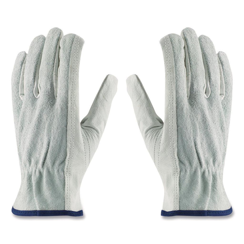 Top-Grain Leather Drivers Gloves with Shoulder-Split Cowhide Leather Back, Small, Gray