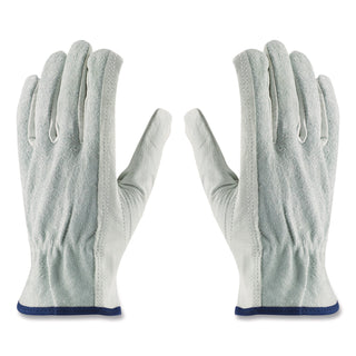 Top-Grain Leather Drivers Gloves with Shoulder-Split Cowhide Leather Back, Small, Gray