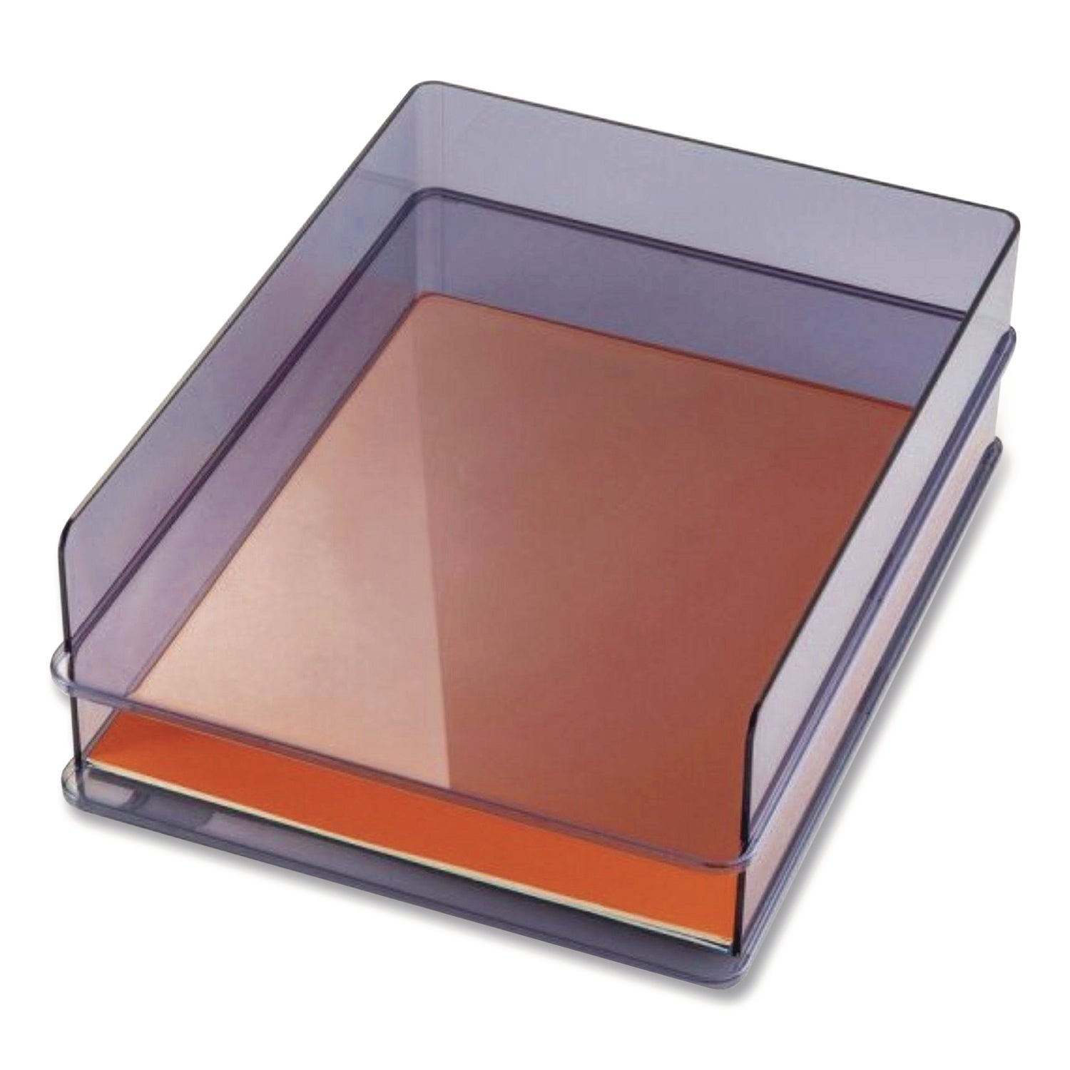 Officemate Stackable Letter Trays, Made from Recycled Bottles, 2PK - 2.8" Height x 12.8" Width x 10.2" DepthDesktop - Stackable - Translucent Gray - Plastic - 2 Pack