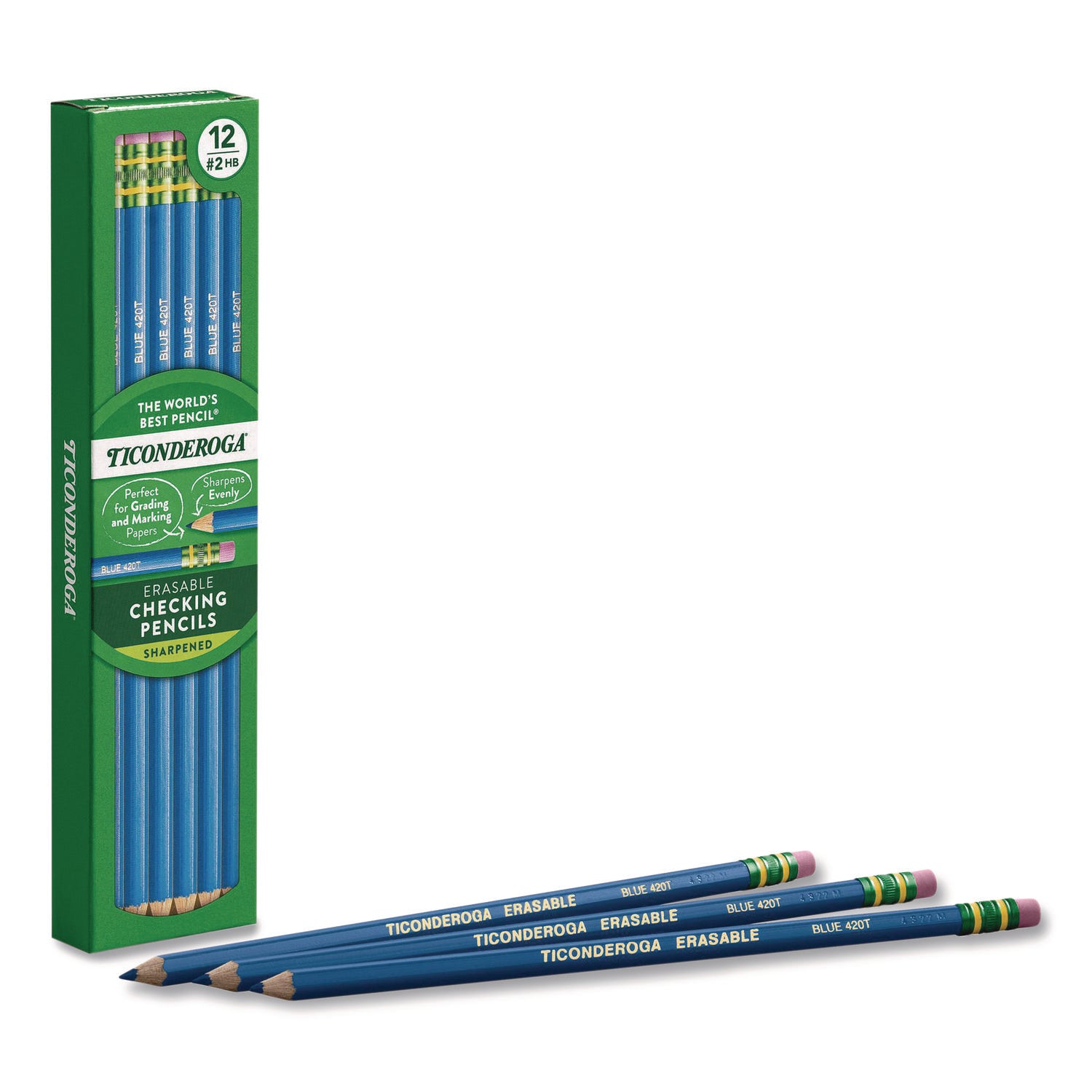 Erasable Colored Pencils, 2.6 mm, 2B, Blue Lead, Blue Barrel, Dozen