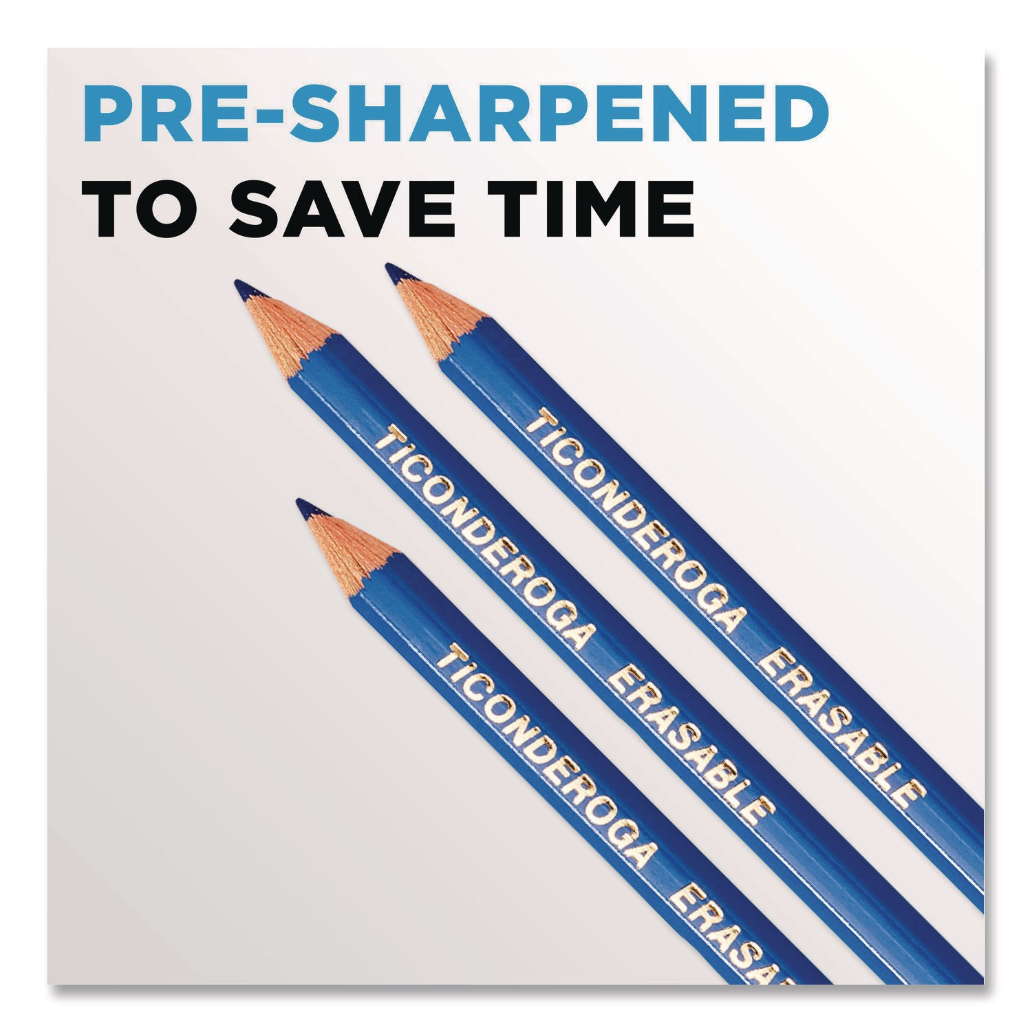 Erasable Colored Pencils, 2.6 mm, 2B, Blue Lead, Blue Barrel, Dozen