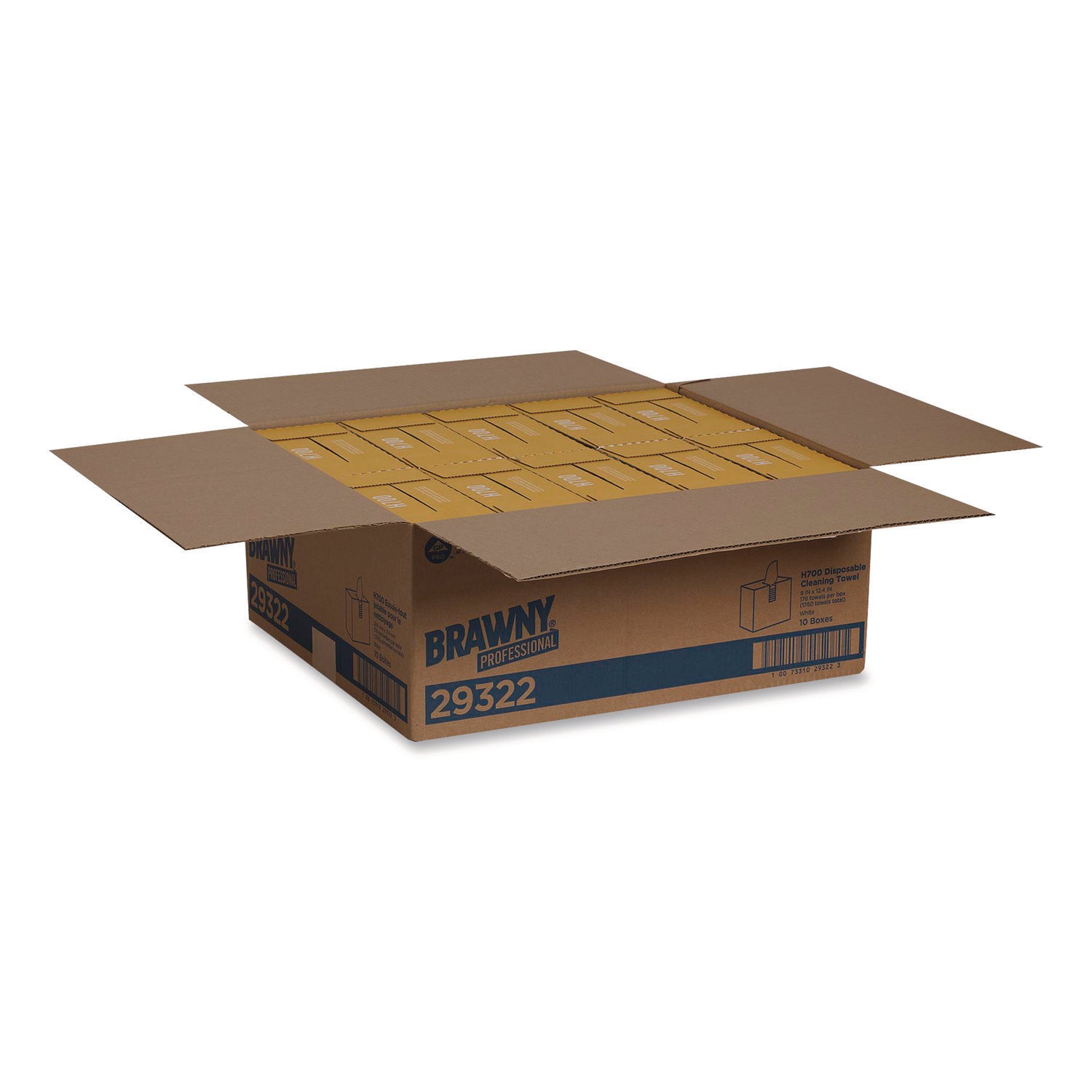 Heavyweight HEF Disposable Shop Towels, 9 x 12.5, White, 176/Box, 10 Box/Carton