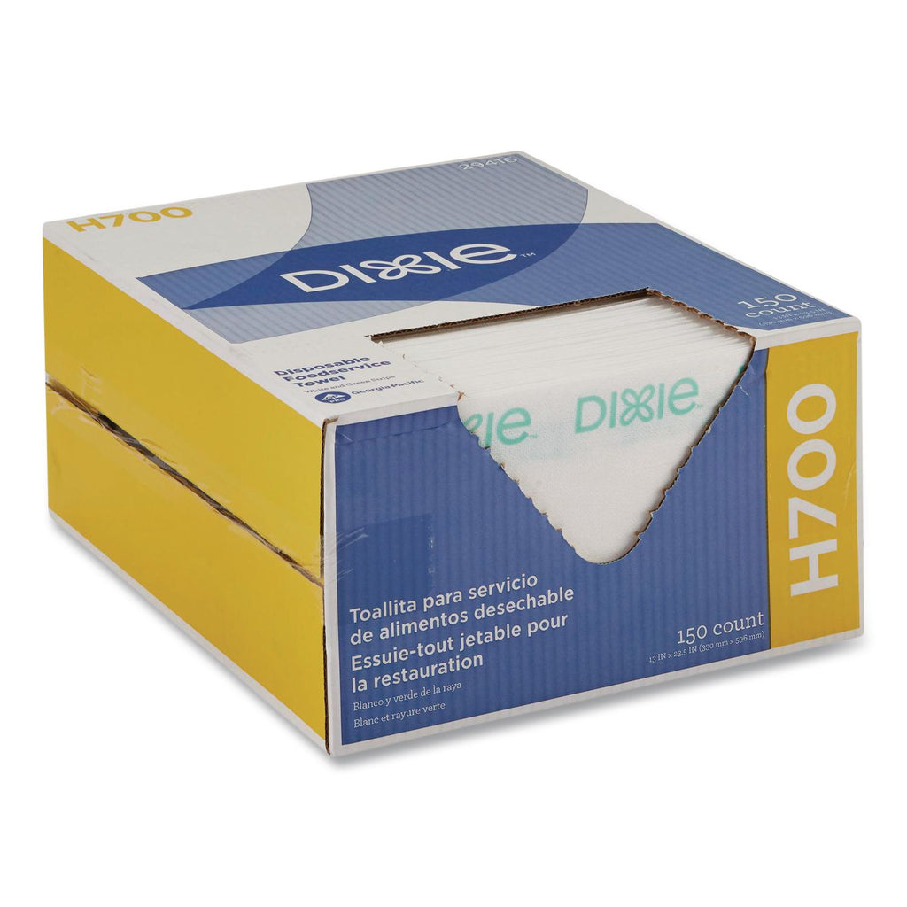 H700 Disposable Foodservice Towel, 13 x 24, Unscented, Green/White, 150/Carton