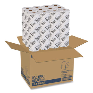 Pacific Blue Basic High-Capacity Bathroom Tissue, Septic Safe, 1-Ply, White, 1,500/Roll, 48/Carton