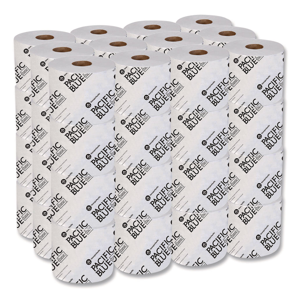 Pacific Blue Basic High-Capacity Bathroom Tissue, Septic Safe, 1-Ply, White, 1,500/Roll, 48/Carton