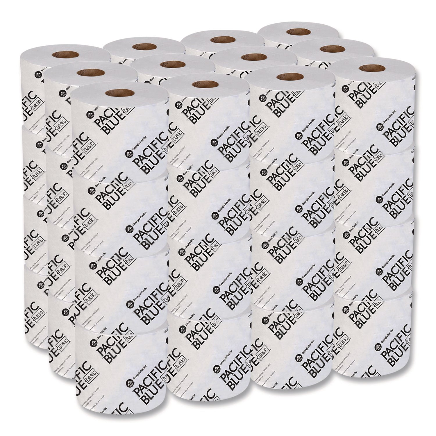 Pacific Blue Basic High-Capacity Bathroom Tissue, Septic Safe, 1-Ply, White, 1,500/Roll, 48/Carton
