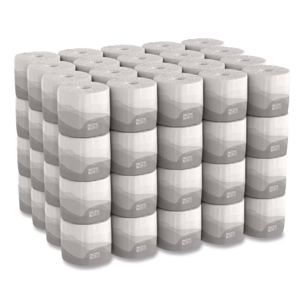 Pacific Blue Basic Bathroom Tissue, Septic Safe, 1-Ply, White, 1,210 Sheets/Roll, 80 Rolls/Carton