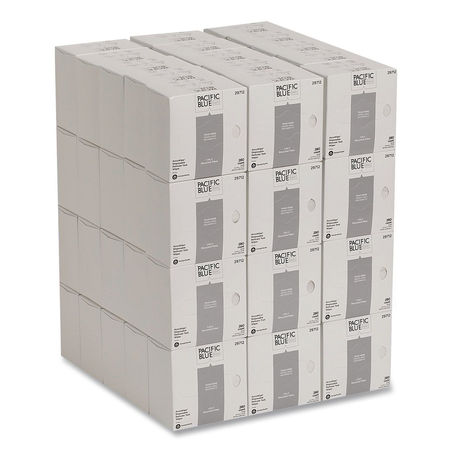 AccuWipe Recycled One-Ply Delicate Task Wipers, 1-Ply, 4.5 x 8.25, Unscented, White, 280/Box