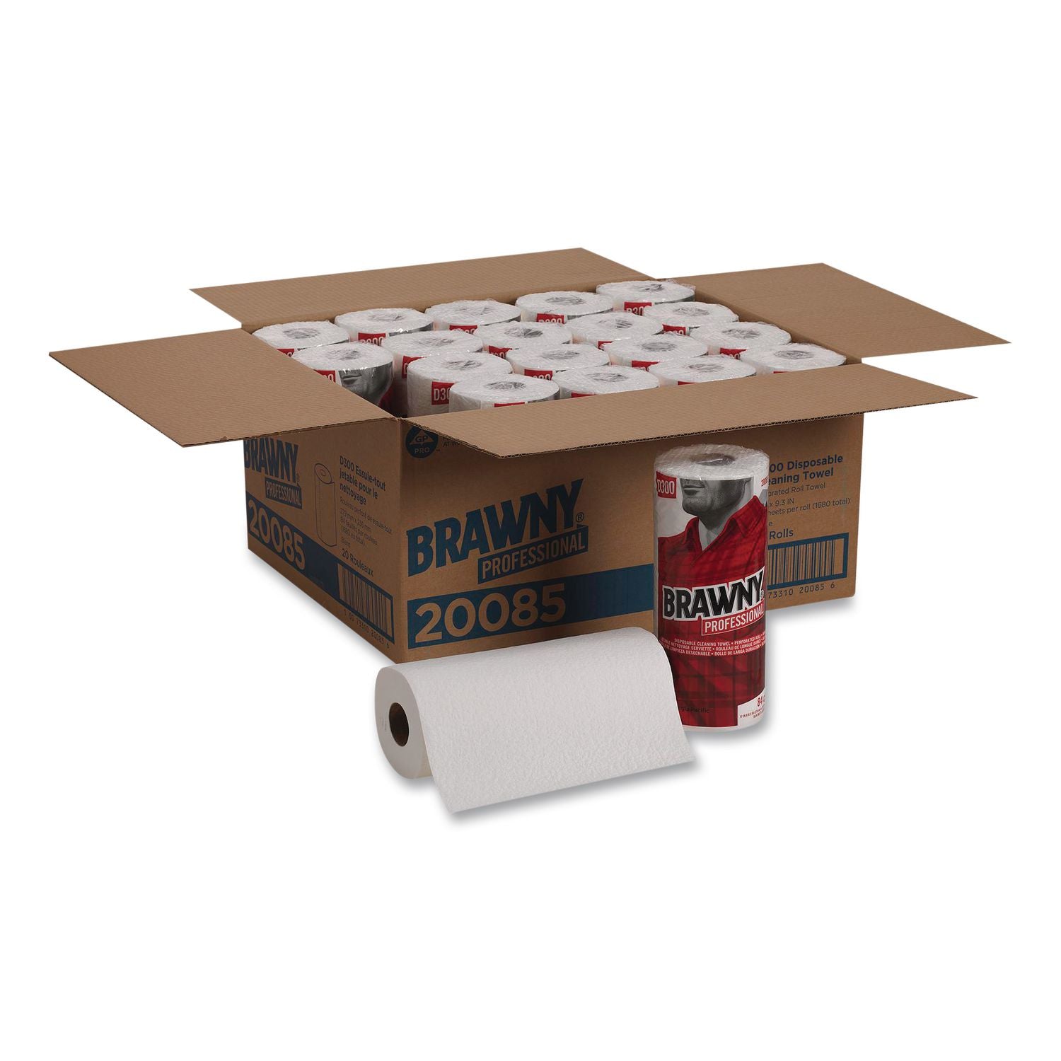 Premium DRC Perforated Roll Wipers, 1-Ply, 11 x 9.38, Unscented, White, 84/Roll, 20 Rolls/Carton