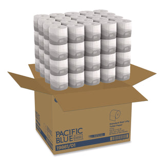 Pacific Blue Basic Embossed Bathroom Tissue, Septic Safe, 1-Ply, White, 550/Roll, 80 Rolls/Carton