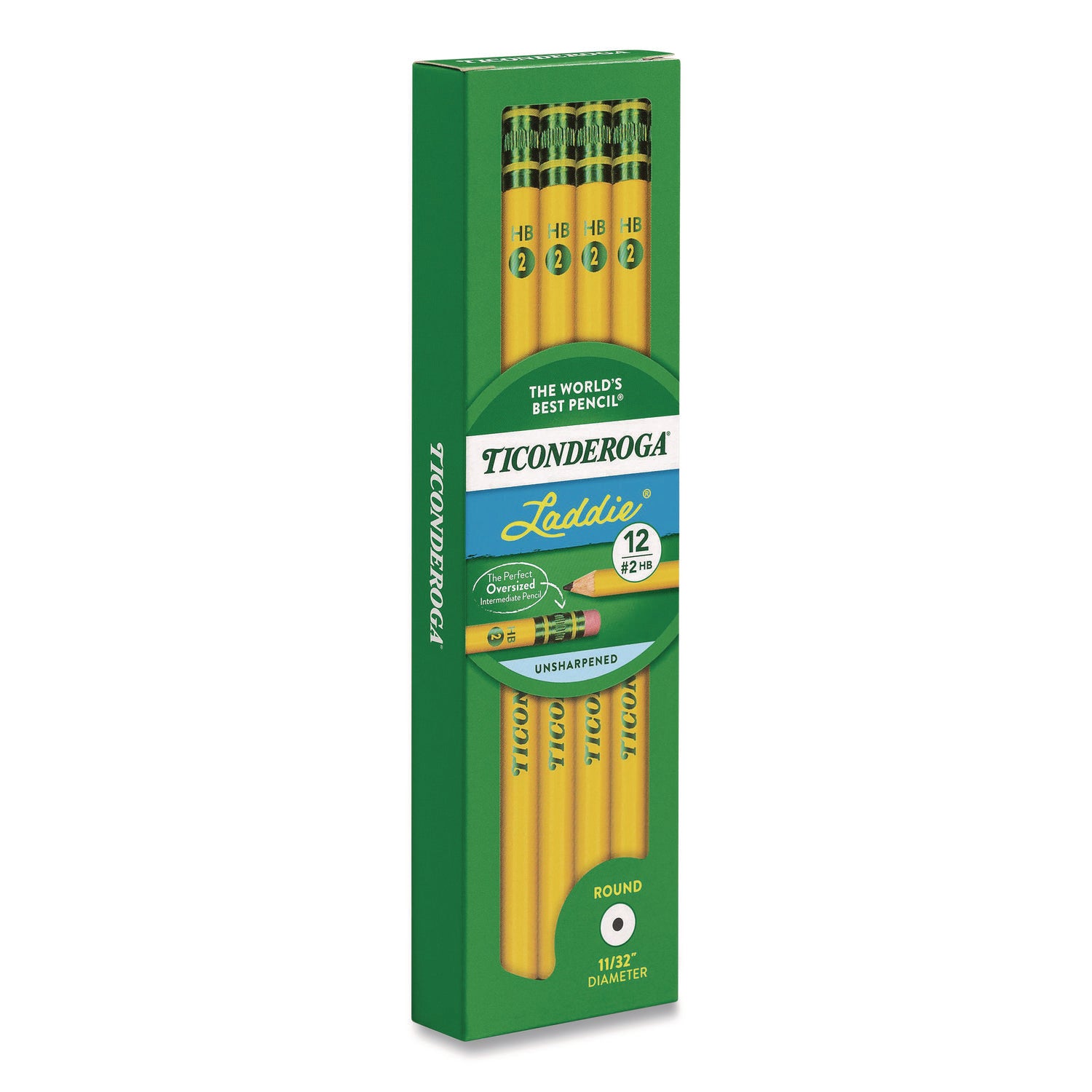 Ticonderoga Laddie Woodcase Pencil with Microban Protection, HB (#2), Black Lead, Yellow Barrel, Dozen