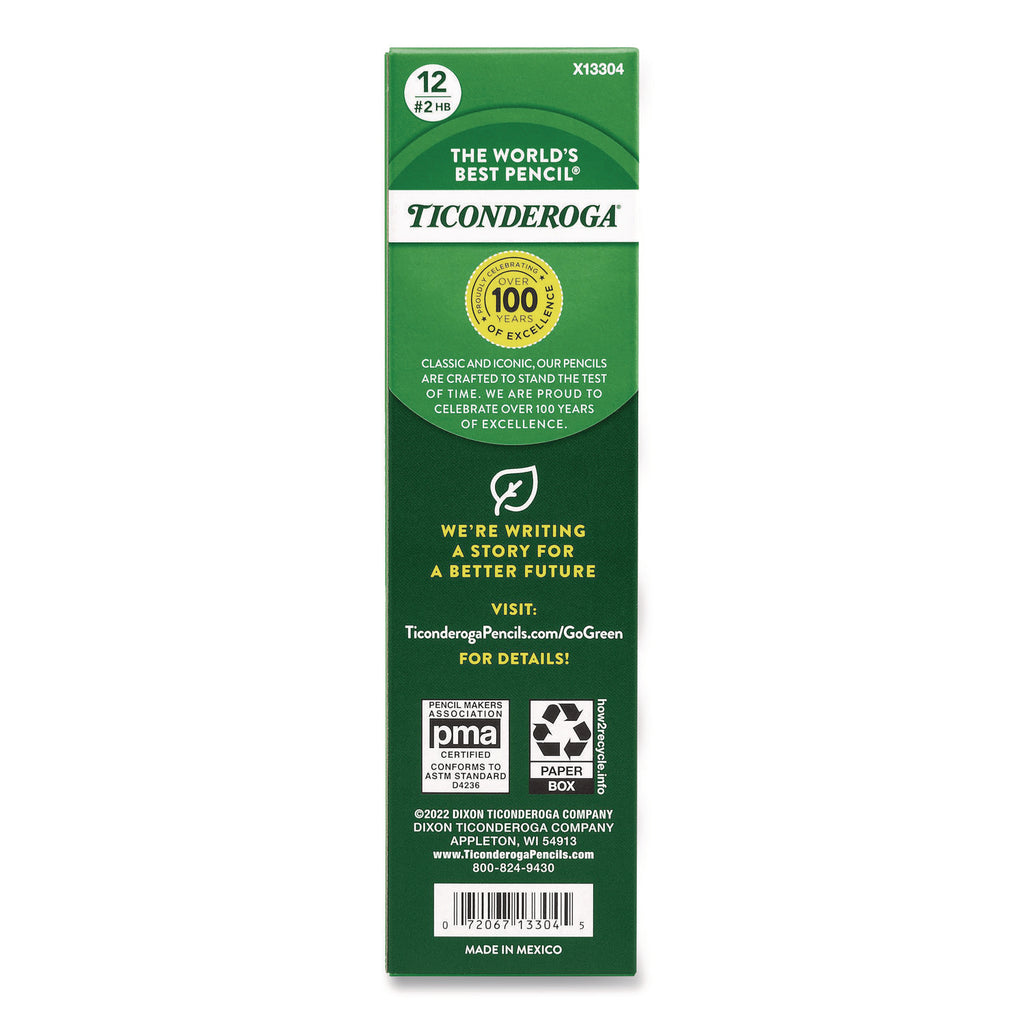 Ticonderoga Laddie Woodcase Pencil with Microban Protection, HB (#2), Black Lead, Yellow Barrel, Dozen