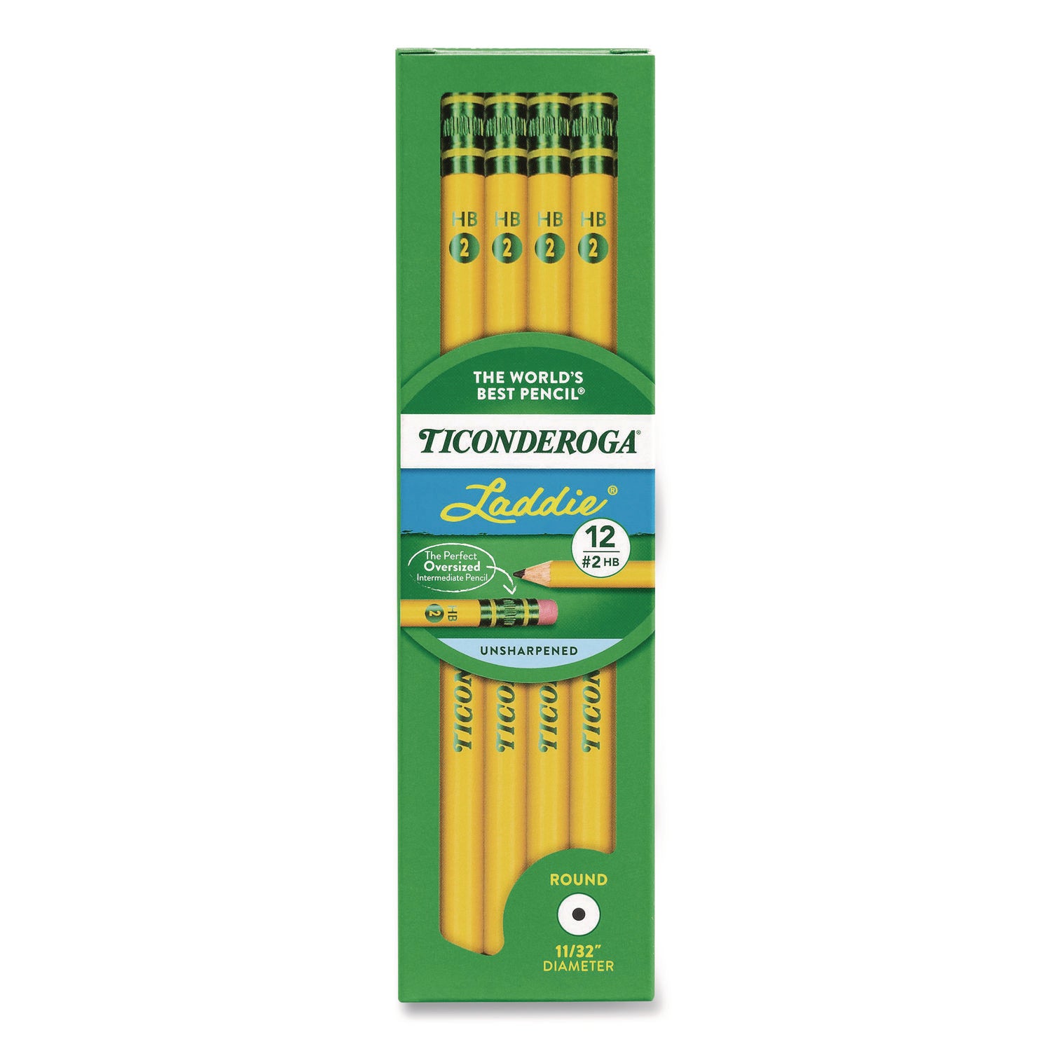 Ticonderoga Laddie Woodcase Pencil with Microban Protection, HB (#2), Black Lead, Yellow Barrel, Dozen