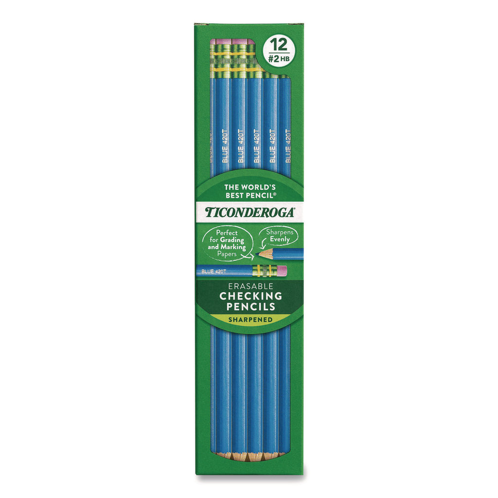 Erasable Colored Pencils, 2.6 mm, 2B, Blue Lead, Blue Barrel, Dozen