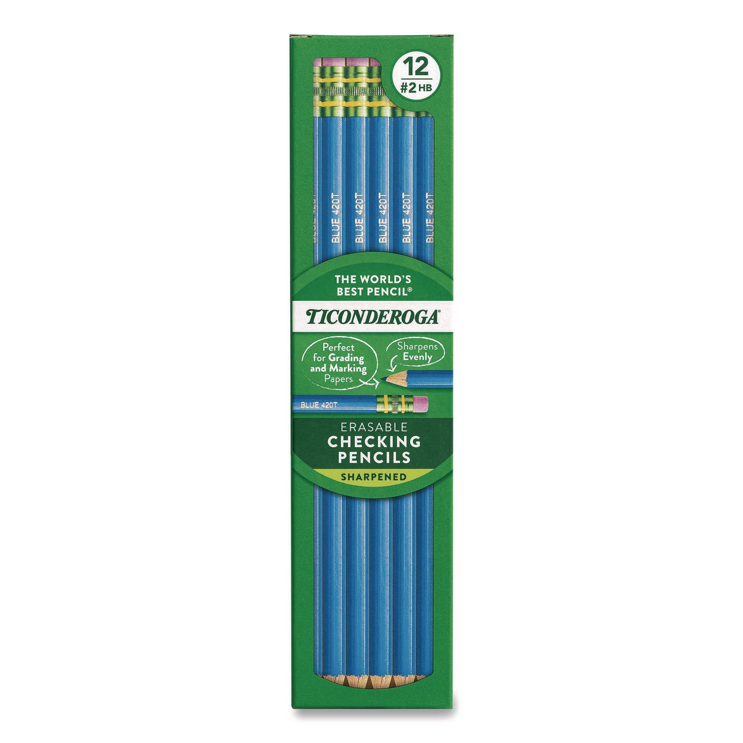 Erasable Colored Pencils, 2.6 mm, 2B, Blue Lead, Blue Barrel, Dozen