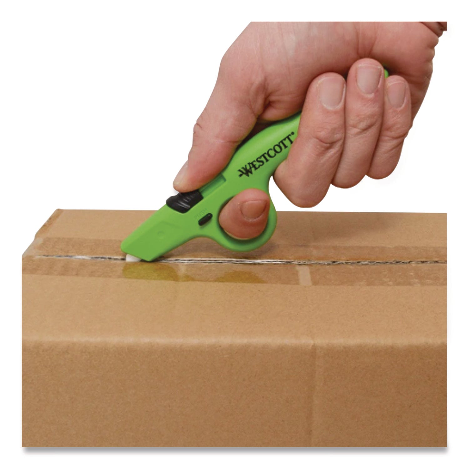 Full Size Retractable Box Cutter, Plastic Handle, Green, 6/Box