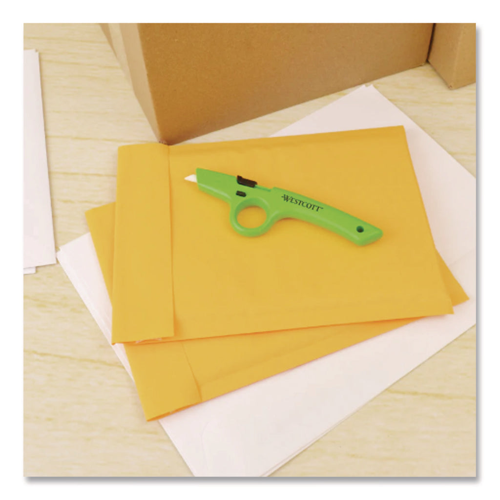 Full Size Retractable Box Cutter, Plastic Handle, Green, 6/Box