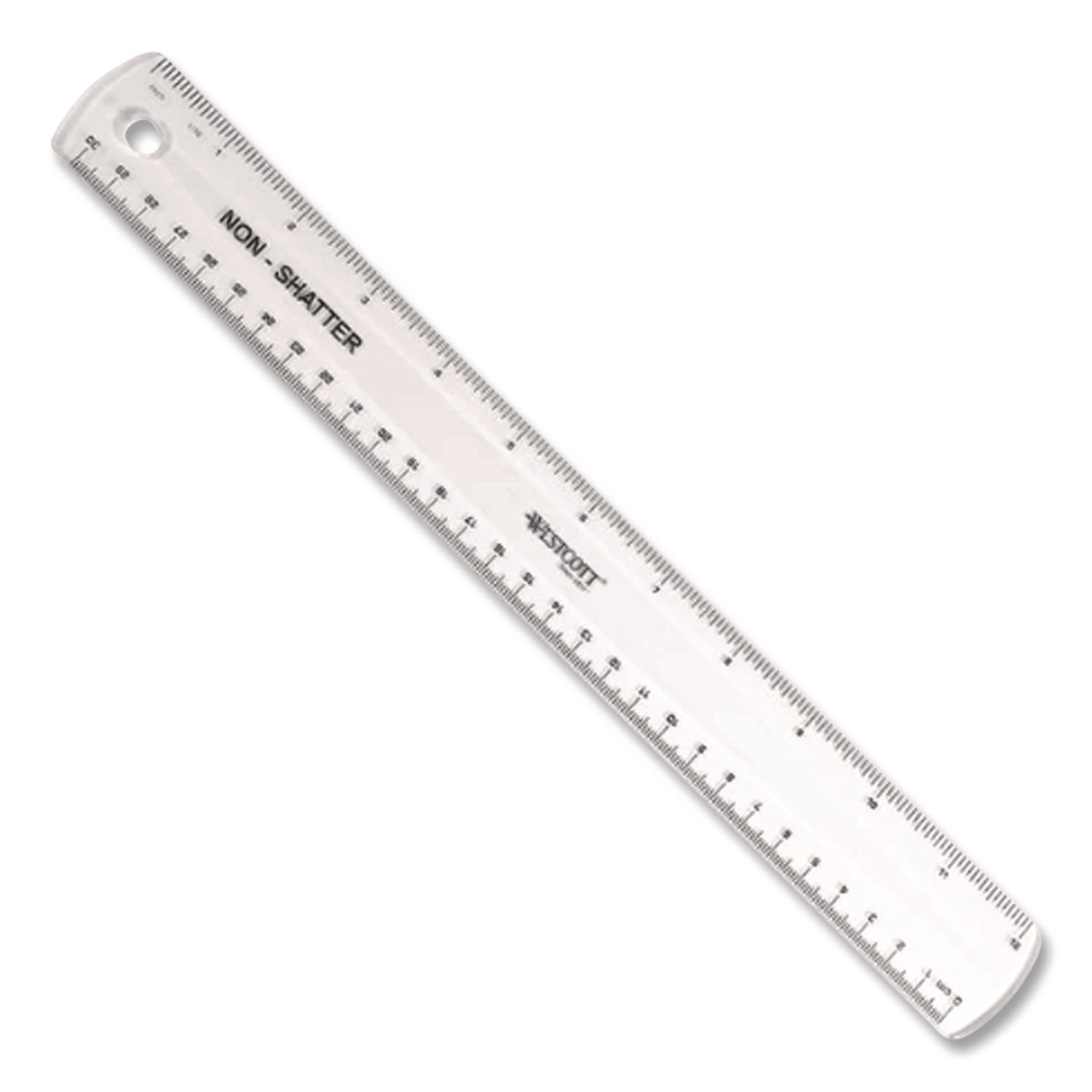 Non-Shatter Flexible Ruler, Standard/Metric, 12" (30 cm) Long, Plastic, Clear, 12/Box