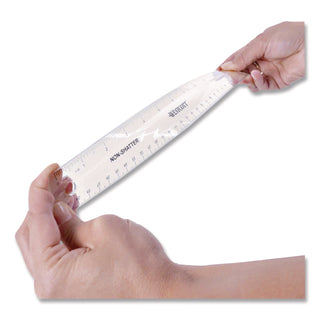 Non-Shatter Flexible Ruler, Standard/Metric, 12" (30 cm) Long, Plastic, Clear, 12/Box
