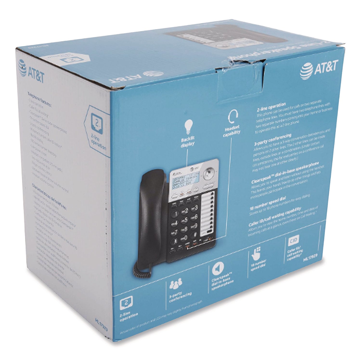 ML17928 Two-Line Corded Speakerphone, Black/Silver