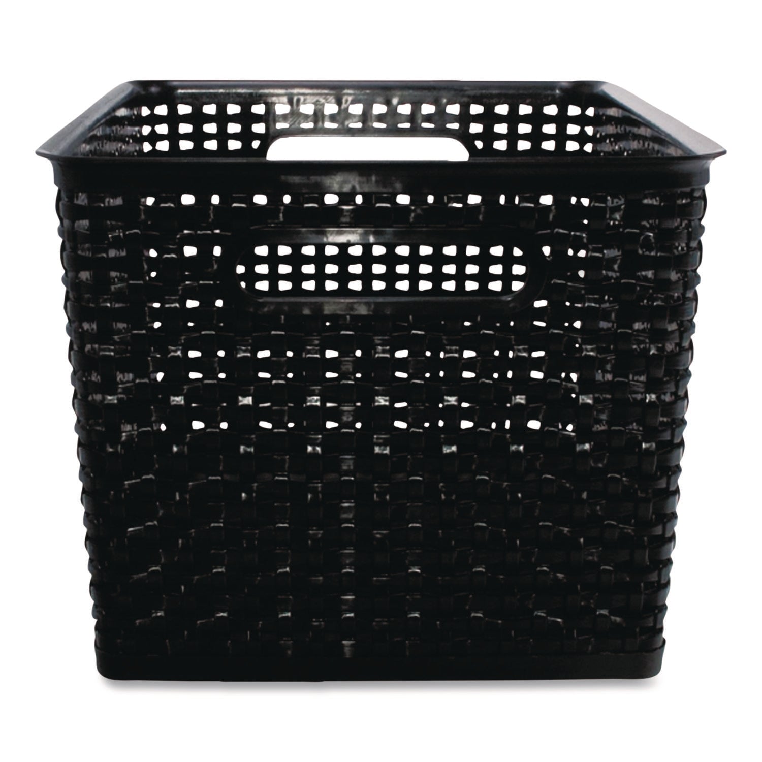 Plastic Weave Bin, Large, 13.5" x 10.5" x 8.75", Black