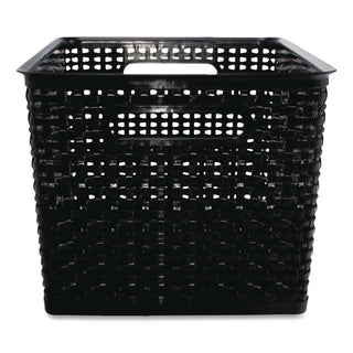 Plastic Weave Bin, Large, 13.5" x 10.5" x 8.75", Black