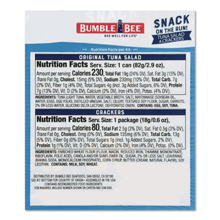 Snack on the Run Tuna Salad with Crackers, 3.5 oz Pack, 12/Carton