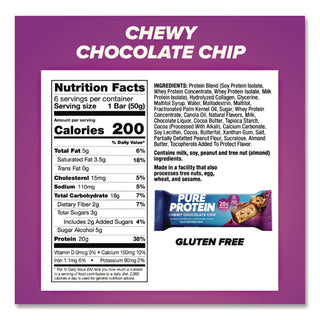 Pure Protein Bar, Chewy Chocolate Chip, 1.76 oz Bar, 6/Box