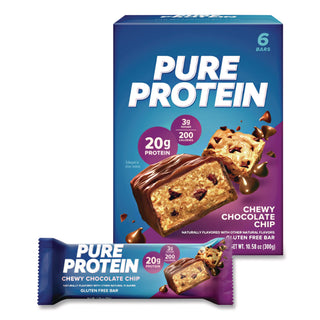 Pure Protein Bar, Chewy Chocolate Chip, 1.76 oz Bar, 6/Box