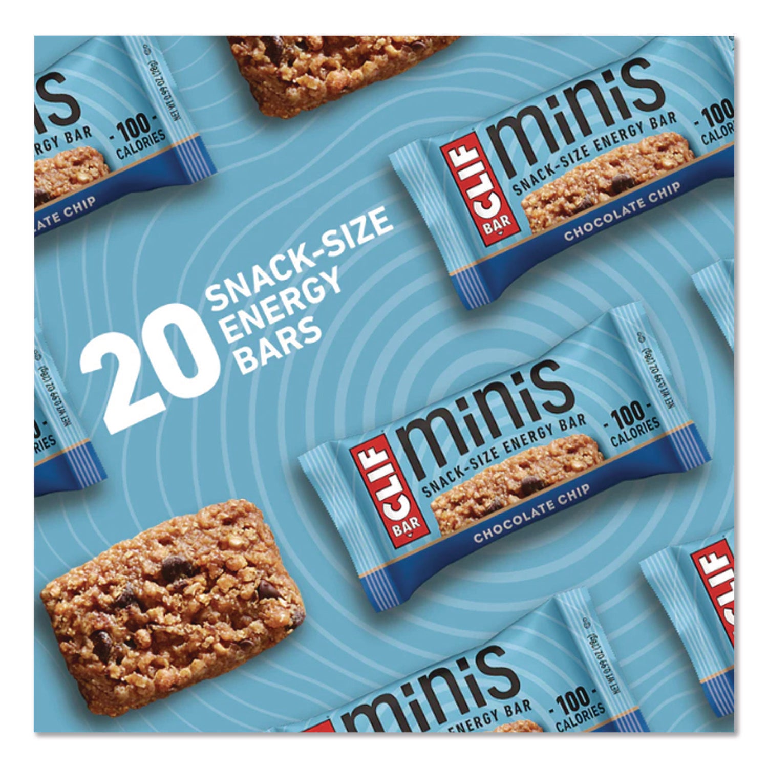 Energy Bar, Mini Chocolate Chip, 0.99 oz Bar, 20/Box