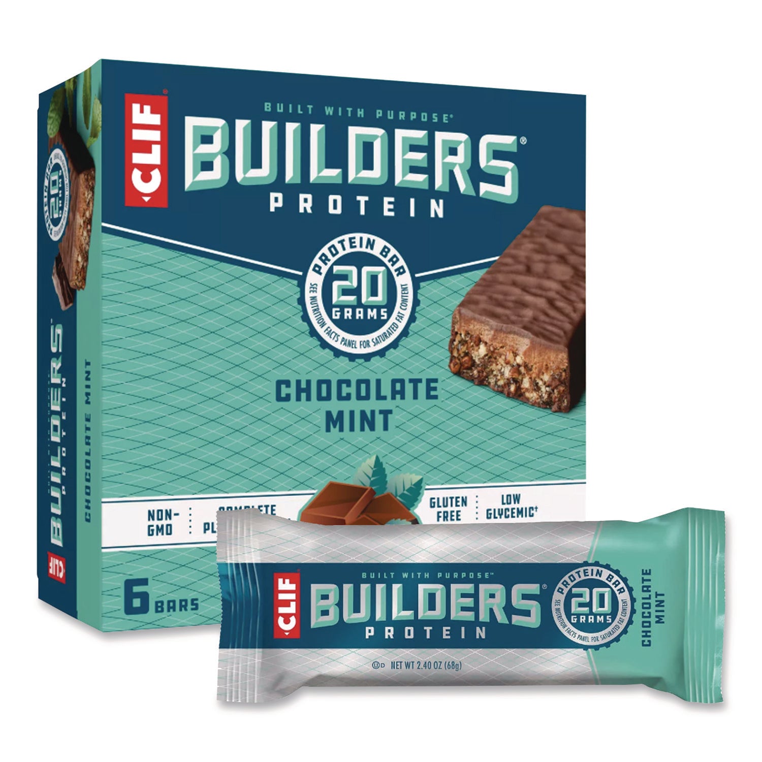 Builders Protein Bar, Chocolate Mint, 2.4 oz Bar, 12 Bars/Box