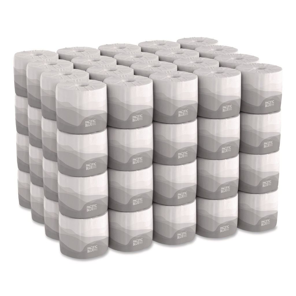 Pacific Blue Basic Embossed Bathroom Tissue, Septic Safe, 1-Ply, White, 550/Roll, 80 Rolls/Carton