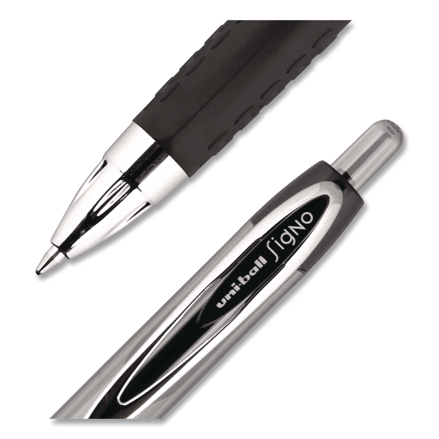 Signo 207 Gel Pen, Retractable, Medium 0.7 mm, Black Ink, Smoke/Black Barrel, Dozen