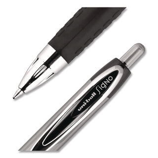 Signo 207 Gel Pen, Retractable, Medium 0.7 mm, Black Ink, Smoke/Black Barrel, Dozen