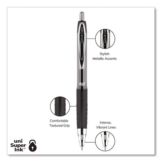 Signo 207 Gel Pen, Retractable, Medium 0.7 mm, Black Ink, Smoke/Black Barrel, Dozen