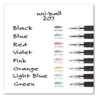 Signo 207 Gel Pen, Retractable, Medium 0.7 mm, Black Ink, Smoke/Black Barrel, Dozen