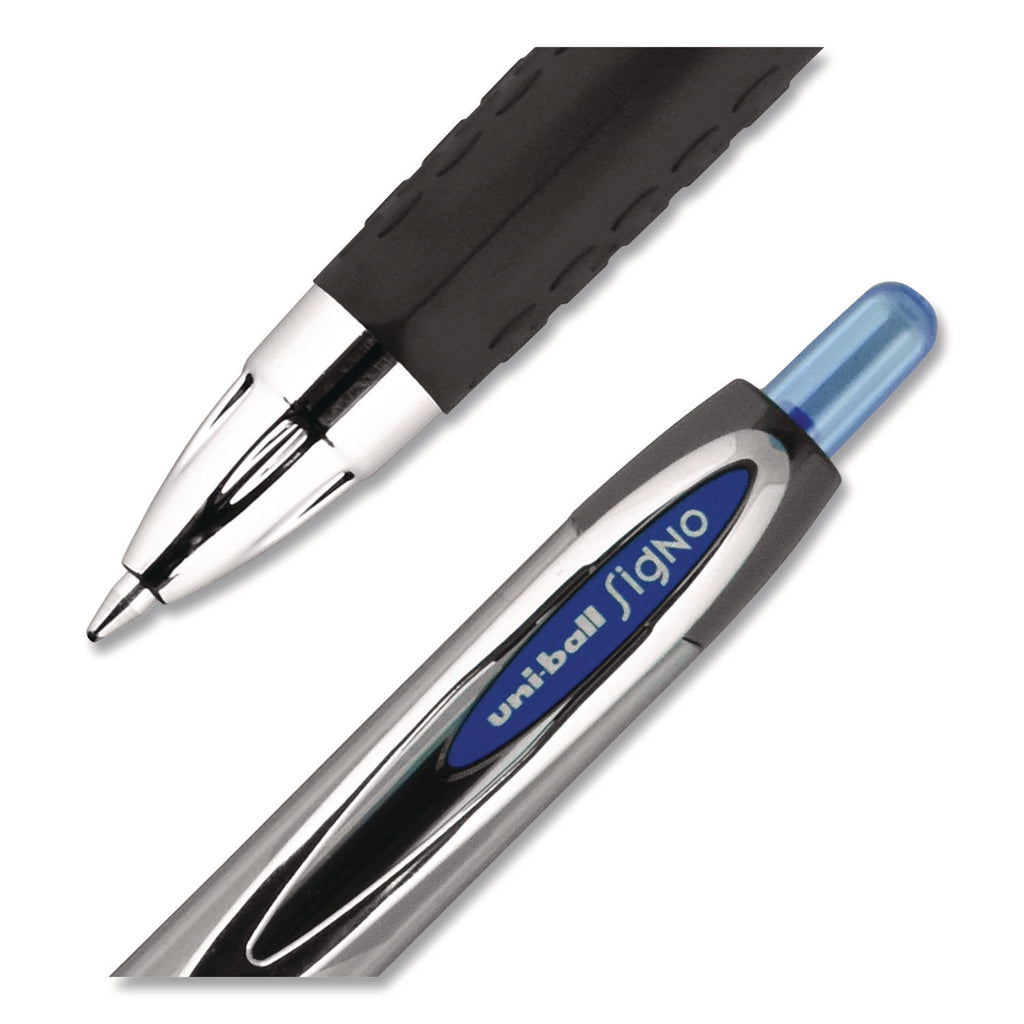 Signo 207 Gel Pen, Retractable, Medium 0.7 mm, Blue Ink, Smoke/Black/Blue Barrel, Dozen